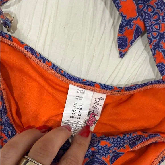 Bikini Lab Floral cross top Bikini in Blue and Orange - Picture 4 of 6